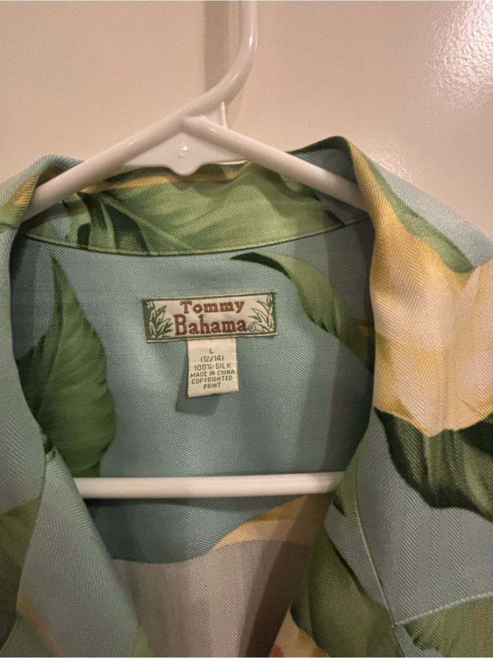 Sz Large 12/14 100% Silk Tommy Bahama Hawaiian Button-Up Shirt - Floral